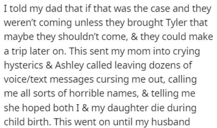 OP told her dad that maybe they shouldn't even come considering the circumstances