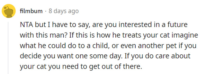 Who would want to have a family with someone who hates cats, anyway? They're cute!