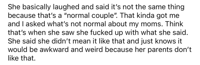 The ex-GF doesn't consider OP's parents a 