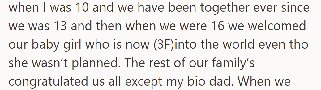 She met her fiancé at 10, has been together since 13, and had their unplanned daughter at 16.
