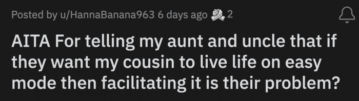 OP visited her aunt and uncle's house to drop off a birthday gift for her elderly aunt when they asked her to stay and have a chat with them.