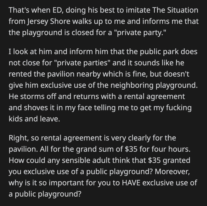 The dad didn't like OP's reply, so he began threatening him. OP was contemplating leaving, but ultimately stood his ground.