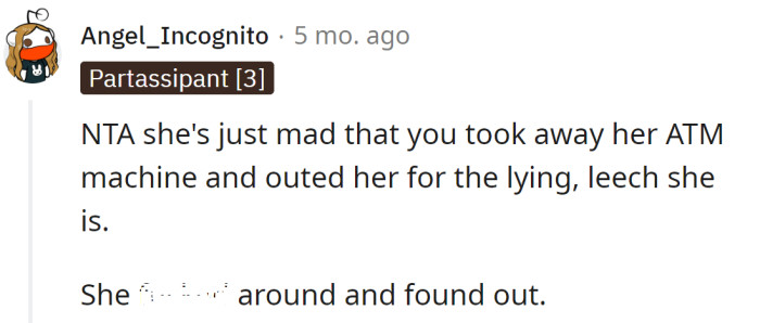 MIL is just mad at the OP for revealing her secret