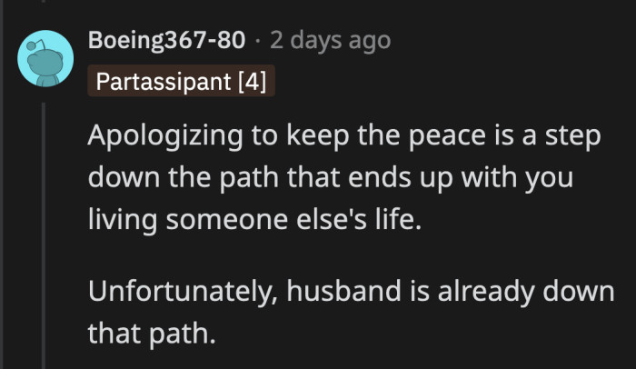Unless OP wants to spend her life catering to her mother-in-law and protecting her feelings, she shouldn't apologize.