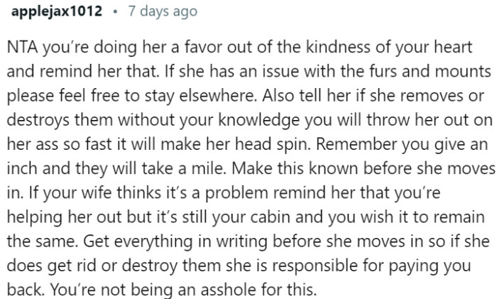 Standing your ground in this matter does not make you unkind or unreasonable