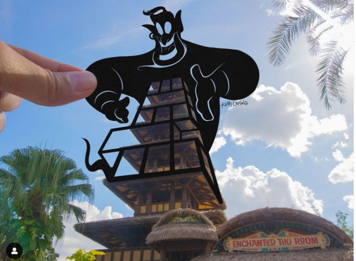 30. Aladdin's Genie playing a little Jenga at the Enchanted Tiki Room at Magic Kingdom