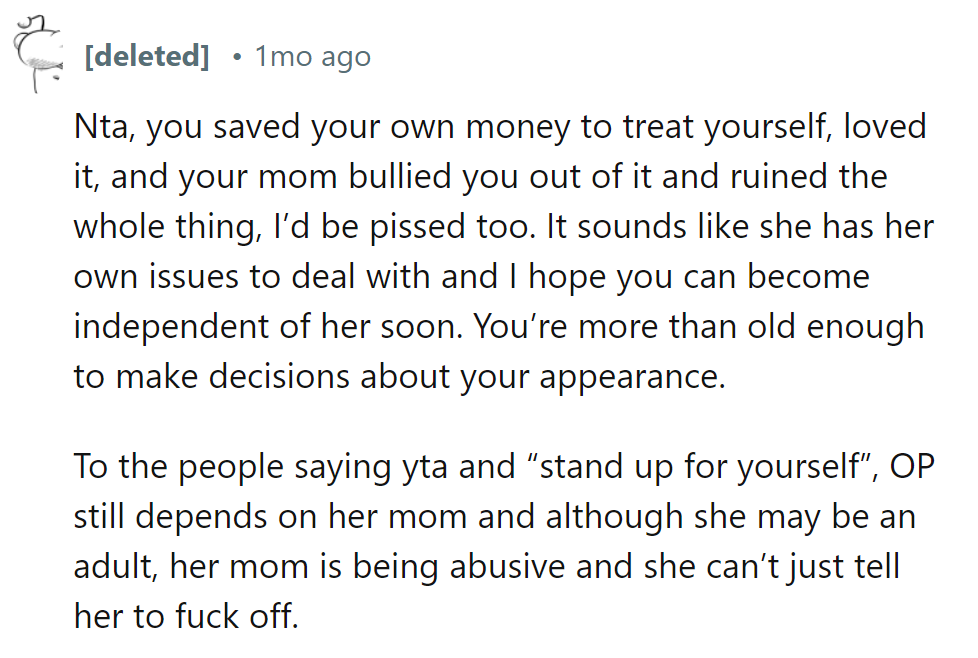 Mom's hair-raising drama turned self-care into a hair-puller. Independence beckons, so let's snip the strings, not the strands.