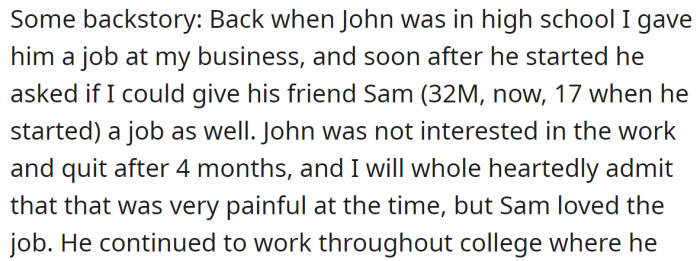 He provided some backstory: