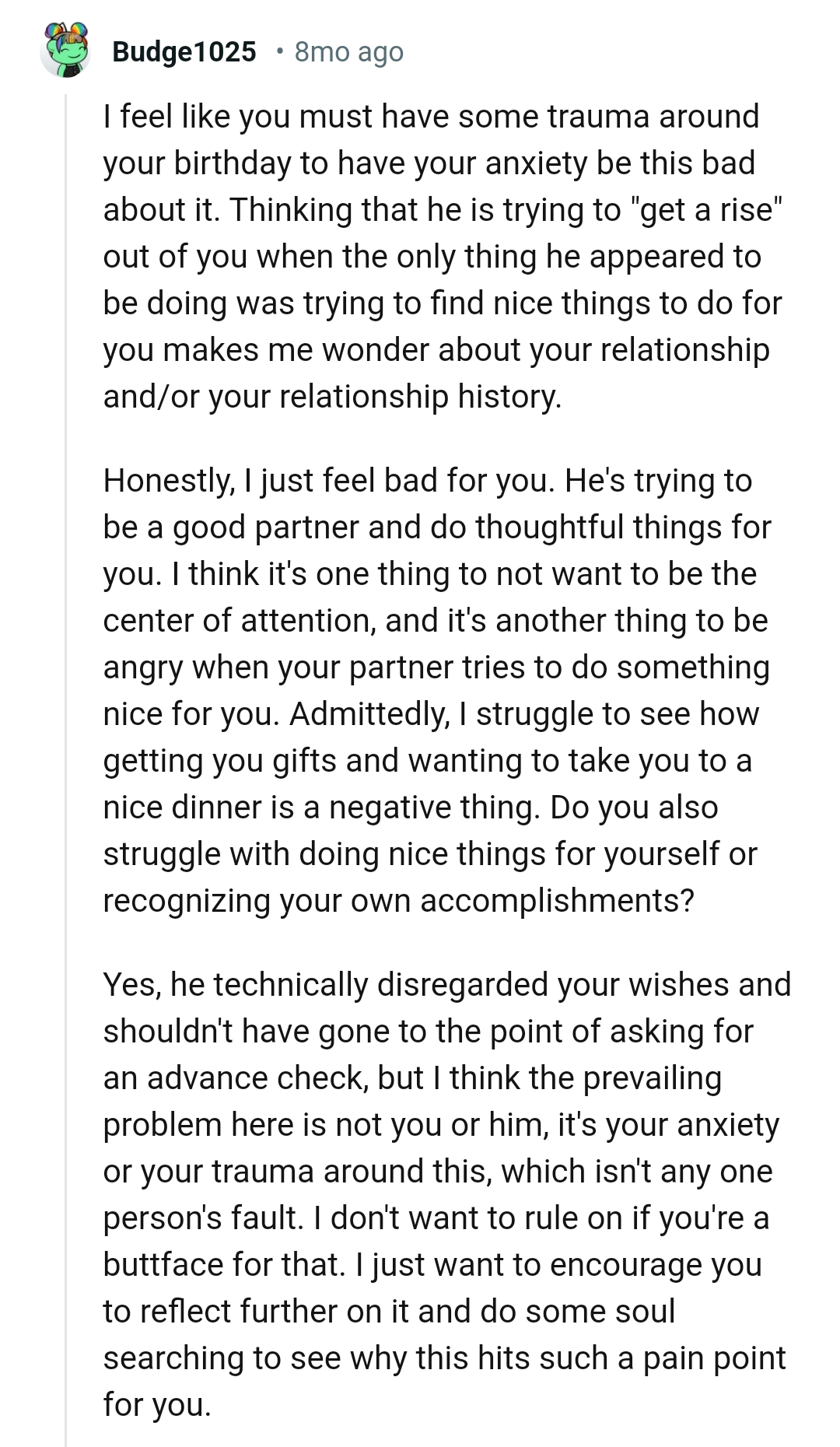 He's trying to be a good partner