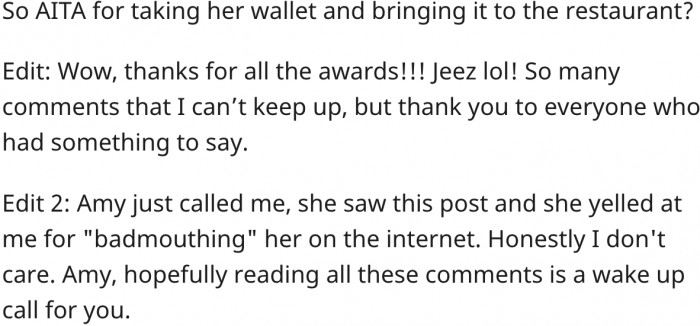 So was she wrong to bring it? Reddit responds.