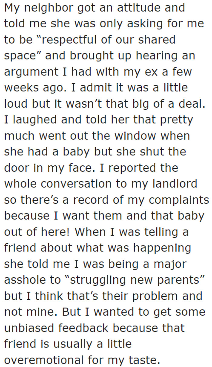 The OP asked for opinions from her friend and, finally, from the AITA community.