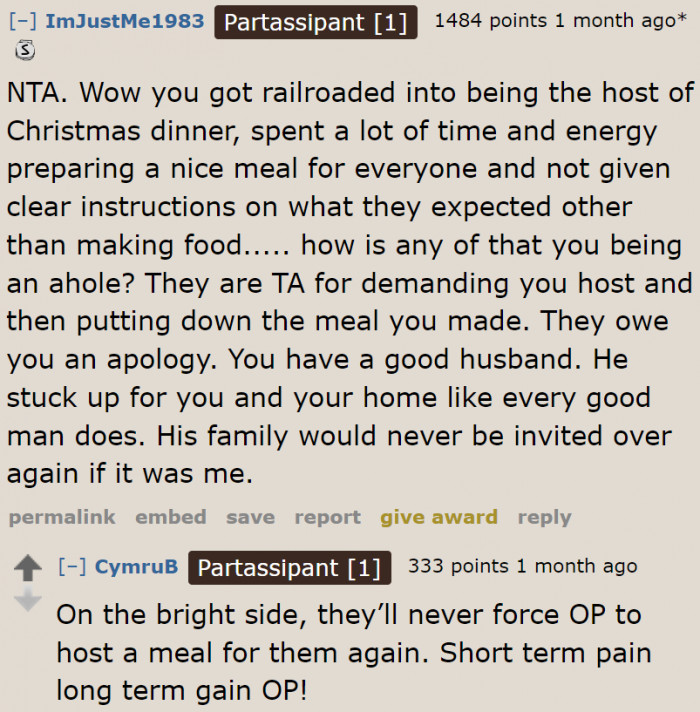 She spent a lot of effort only to get criticized in the end, and it's only because of her dietary choices.