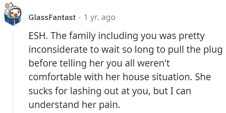 Her pain is understandable