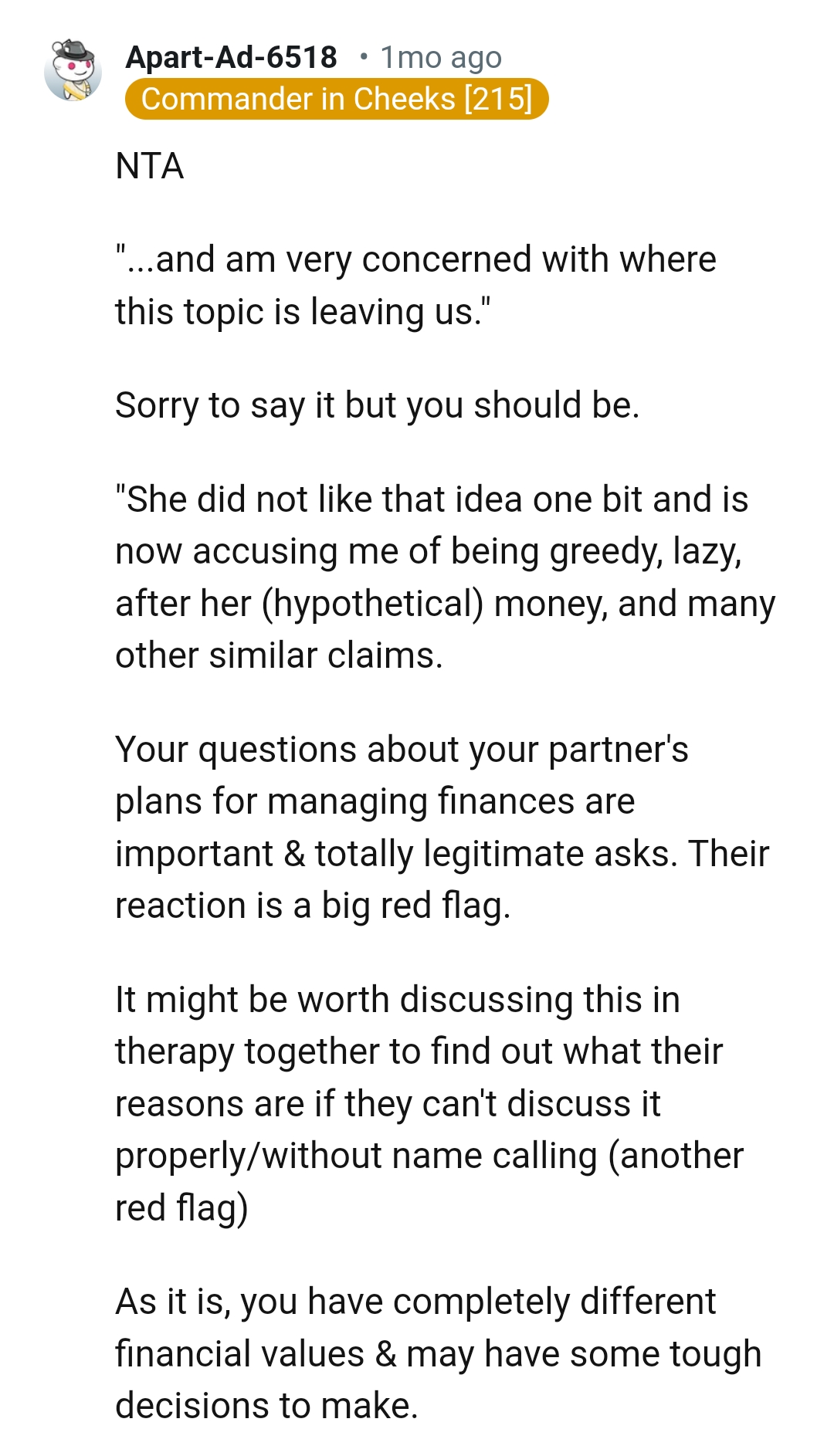 She didn't like the idea