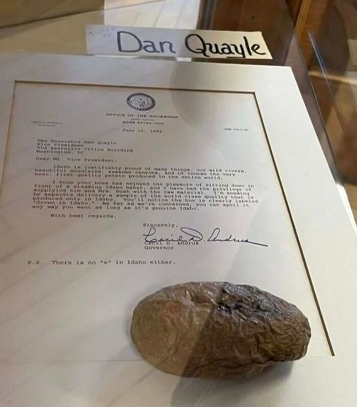 "Only In Idaho: Potato Signed By Dan Quayle At The Idaho Potato Museum"