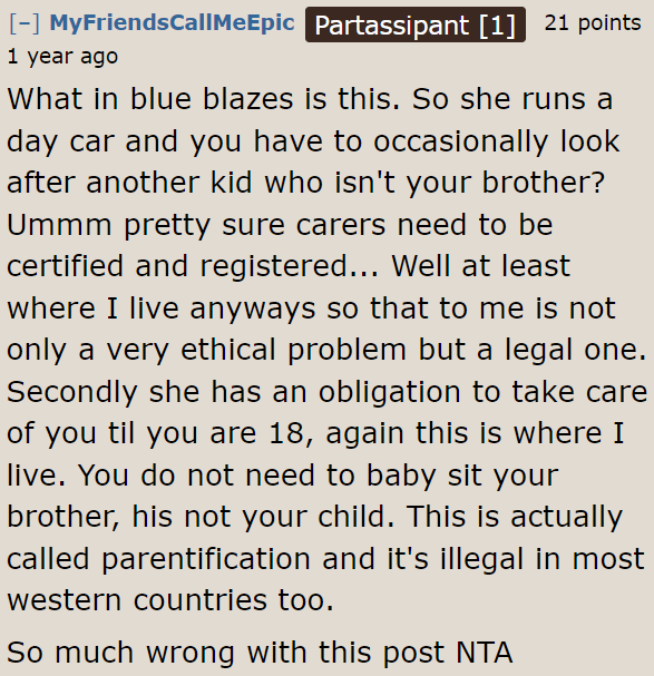 The OP is being parentified. This is not a good place to be in.