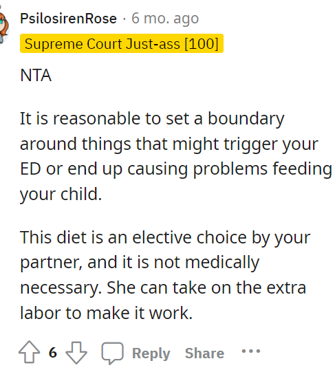 This is reasonable, and without some support from OP's partner, it is reasonable.