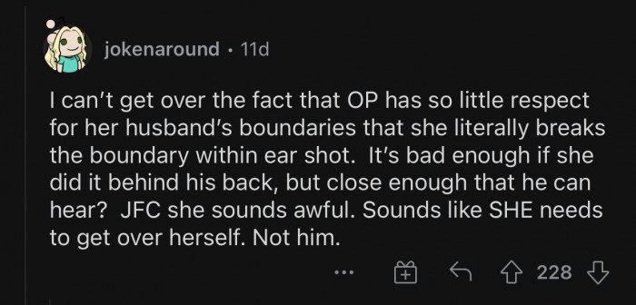 OP needs to get over herself.