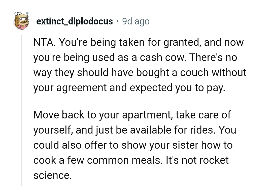 The OP should take care of herself