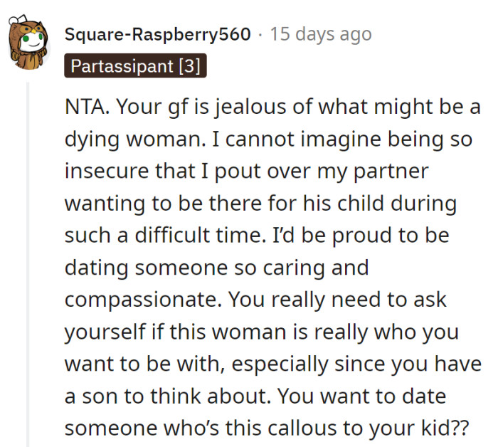 Dating someone colder than a popsicle during son's tough times? Time for a relationship recalibration.