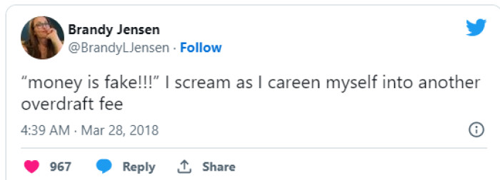 7. Getting charged a fee for not having any funds.