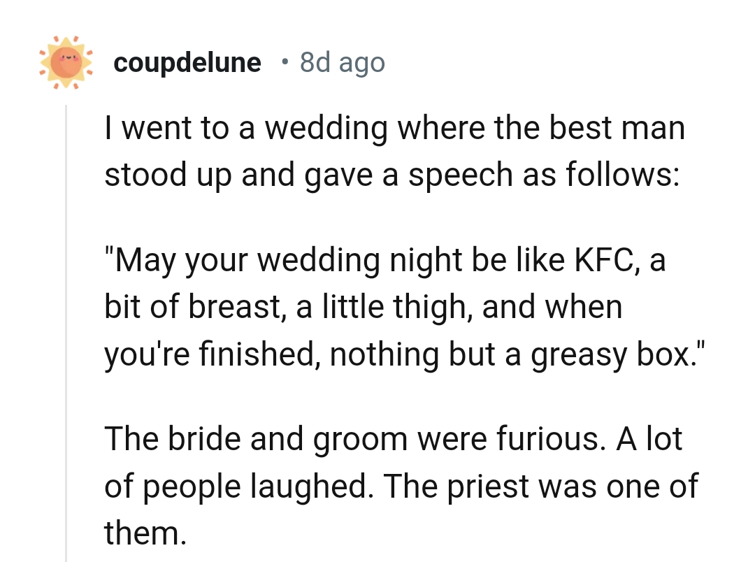 7. The bride and groom should be furious