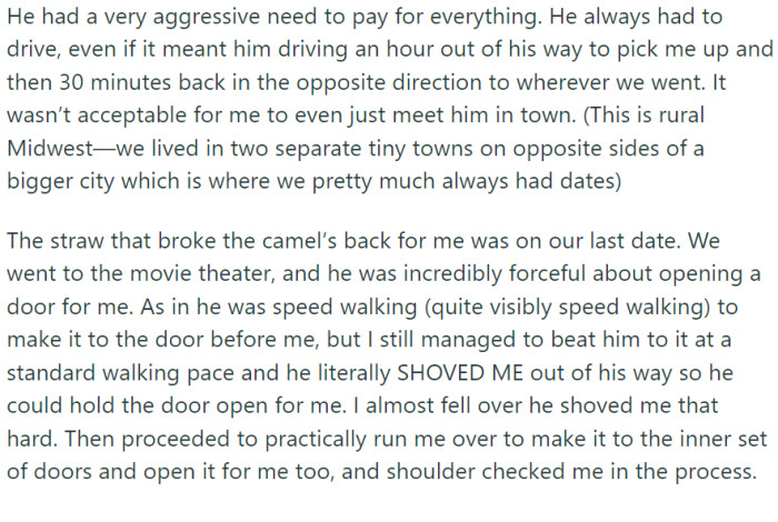 First, OP noticed her date's discourteous behavior towards waitstaff.