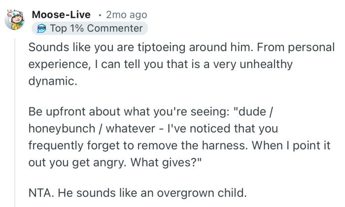 “From personal experience, I can tell you that is a very unhealthy dynamic.”