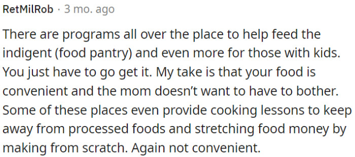 Numerous programs exist to assist the needy, including those with children, through food pantries and educational resources.
