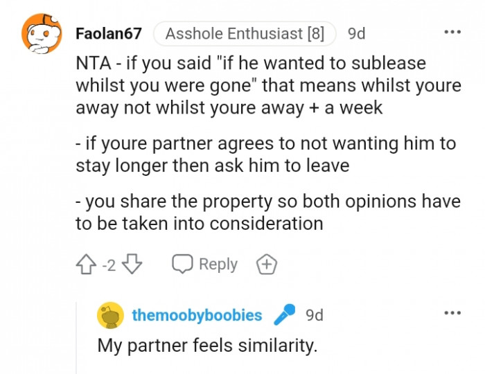 If He Wanted to Sublease While You Were Gone