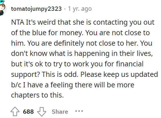 It's very odd, but maybe she feels like she has nobody else. Either way, OP should perhaps just point her in the right direction to some resources she can use.