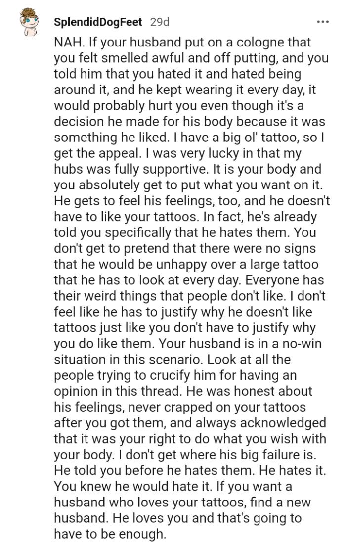 It's your body and it's his feelings too