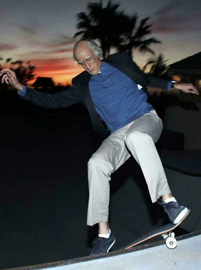 51. Tony Hawk Dressed As Larry David For Halloween