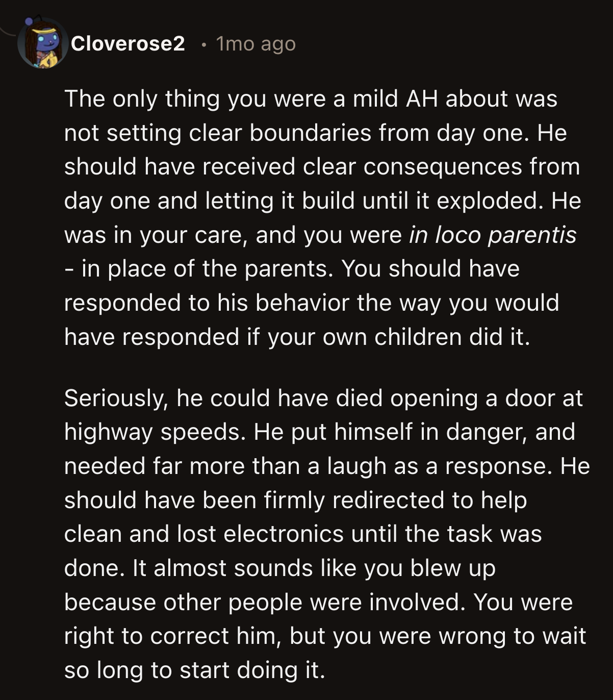 In hindsight, OP shouldn't have joked about their nephew opening the car door while he was driving.