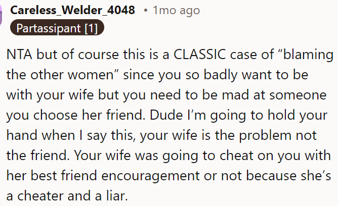 The wife is the problem, not the friend