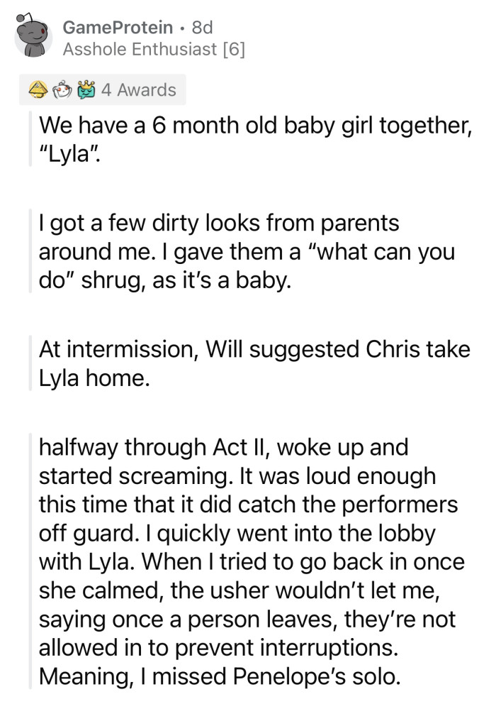 A babysitter would have been an ideal solution.