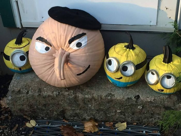 7. I love seeing all the creative painted pumpkins. This one is too cute, resembling the Minions.
