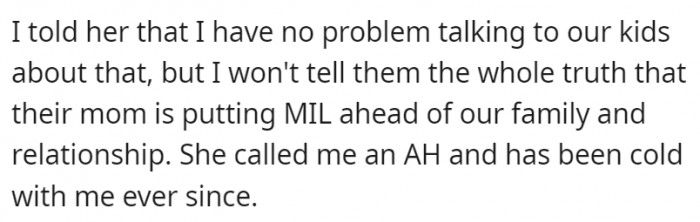 But OP isn't backing down, no matter what.