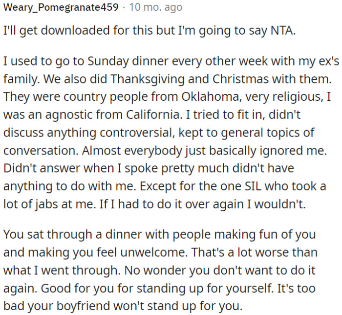 OP is justified in not wanting to go through that again, and it's unfortunate that her boyfriend won't stand up for her.