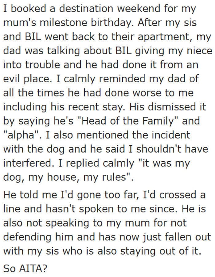 Then another time, toward the OP's sister's family.