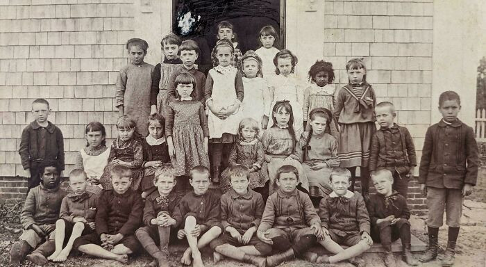"My Grandfather (Front Row, Fourth From Left) With His Classmates In West Harwich, Massachusetts, 1887"