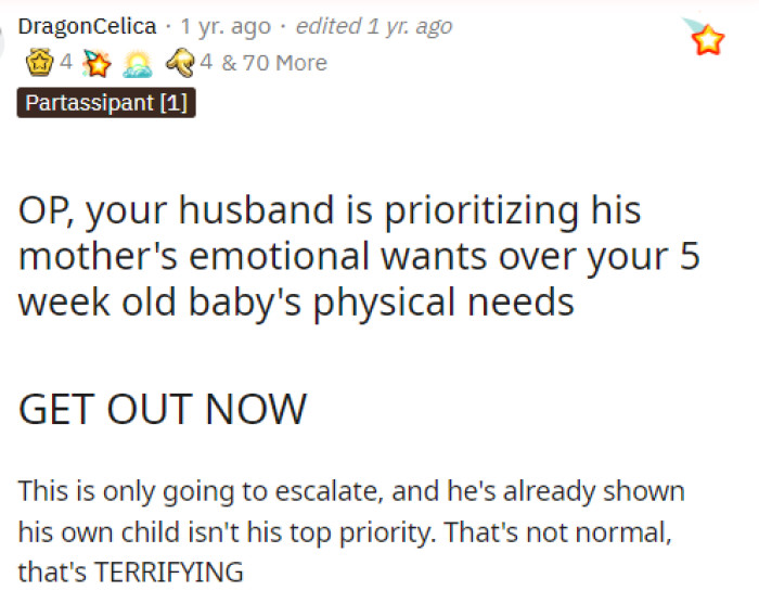 This is simply put, but it really does put things into perspective and shows what exactly is wrong with both her MIL's and husband's actions.