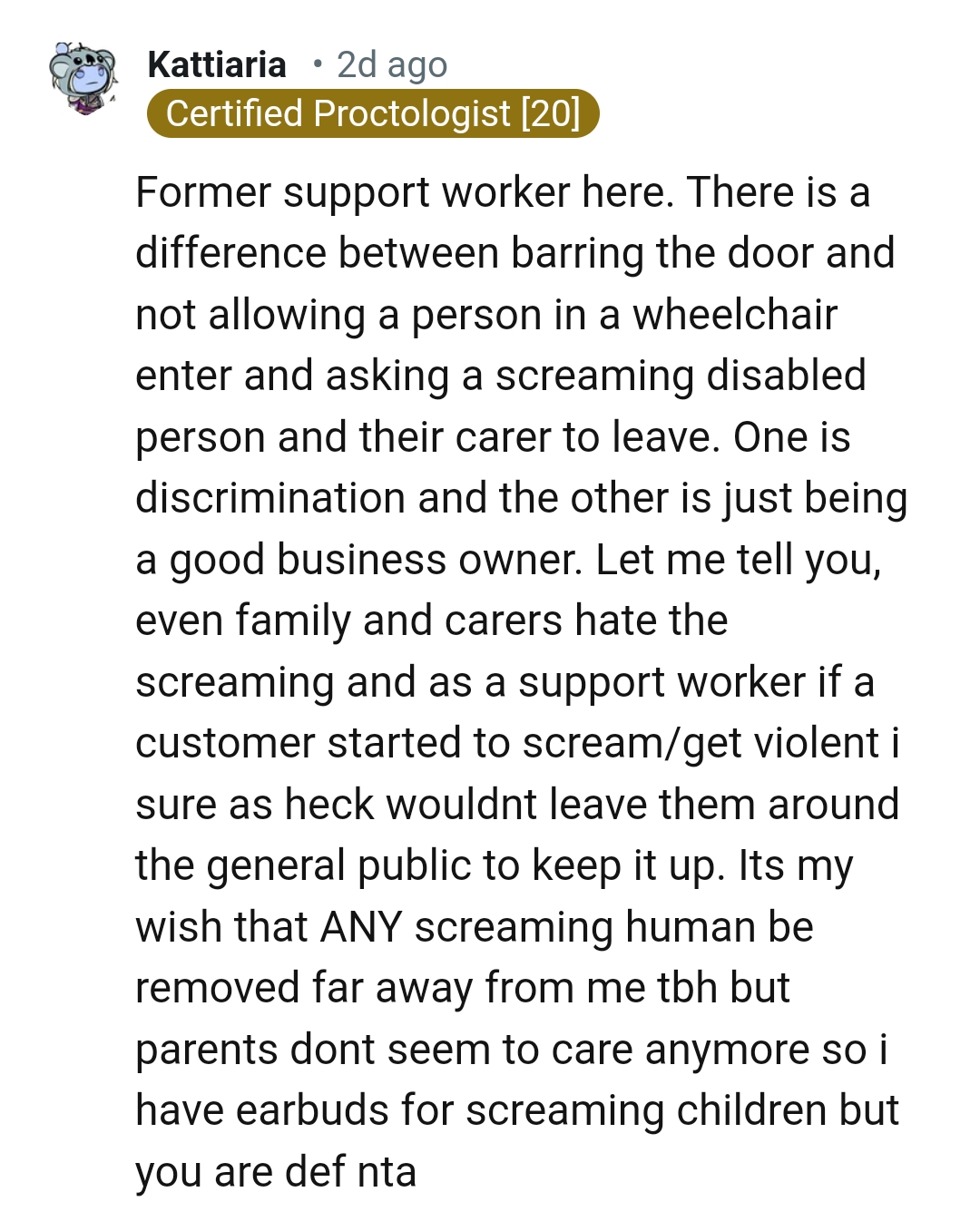 It's this Redditor's wish that every screaming human be kept far away