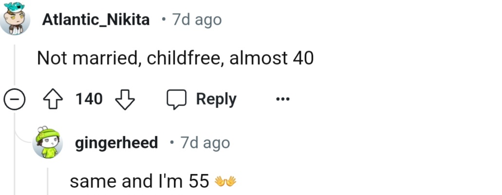 The Redditor is an unmarried, childfree individual approaching their 40s.
