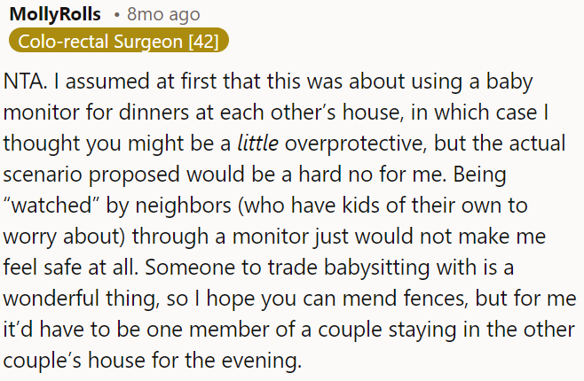 Babysitting swaps are great, but it's a better idea for one member of a couple to stay at the other couple's house for the evening.