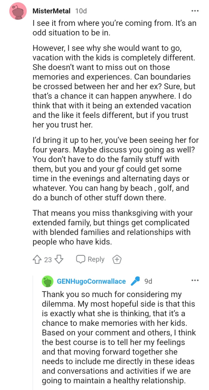 If the OP trusts her, then he trusts her