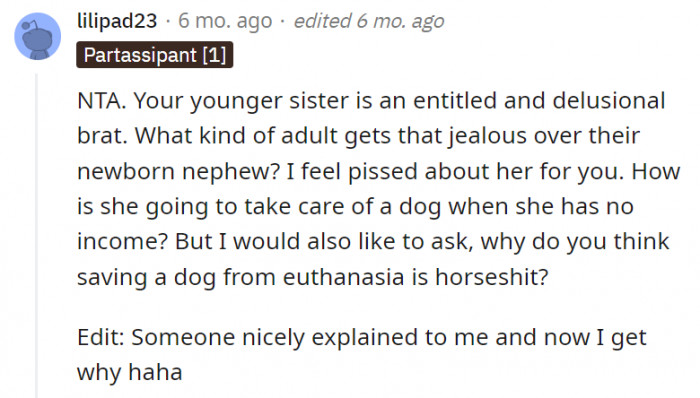 10. Maybe she's really pining for her brother's attention