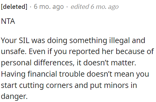 Reporting her, regardless of personal conflicts, is essential.