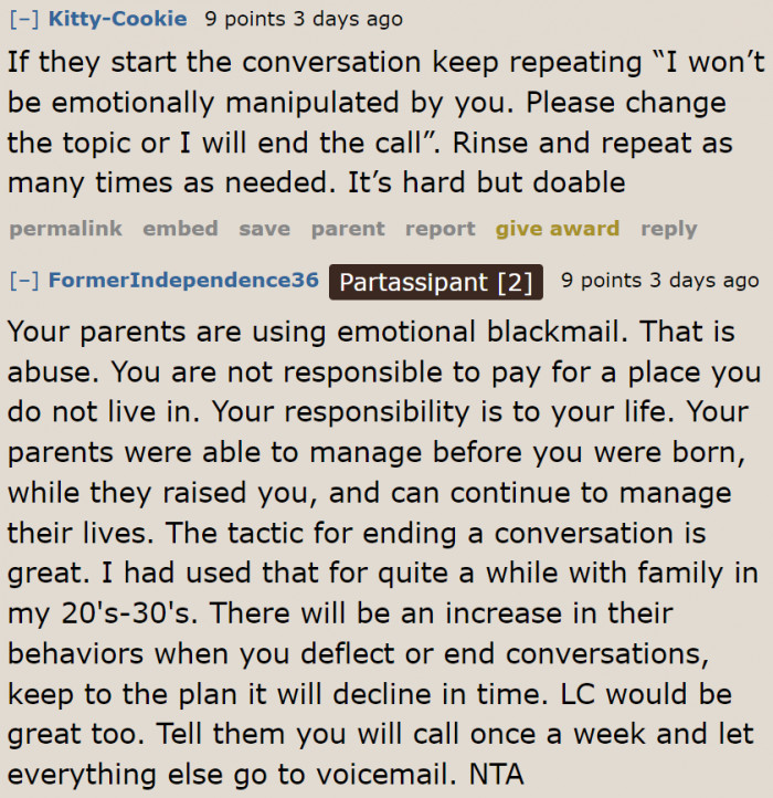 The OP Can Always Shut Her Parents Down If They Continue to Pester Her