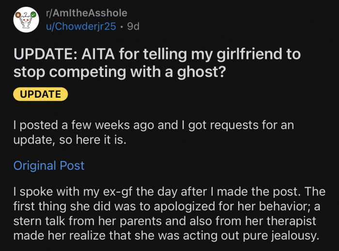 A month later, OP made another post with a big update about the situation: